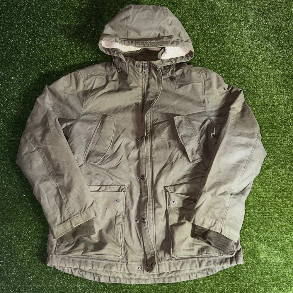 Gap Mens Medium Olive Green Sherpa Lined Hooded Parka Field Jacket Utility Coat